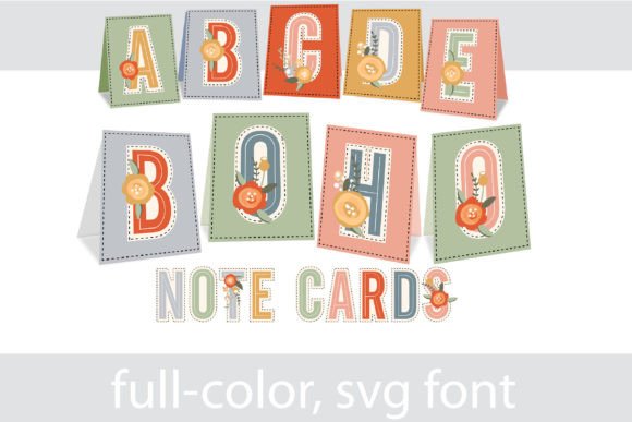 Boho Note Cards: A Color Fonts Gem for Editorial Design